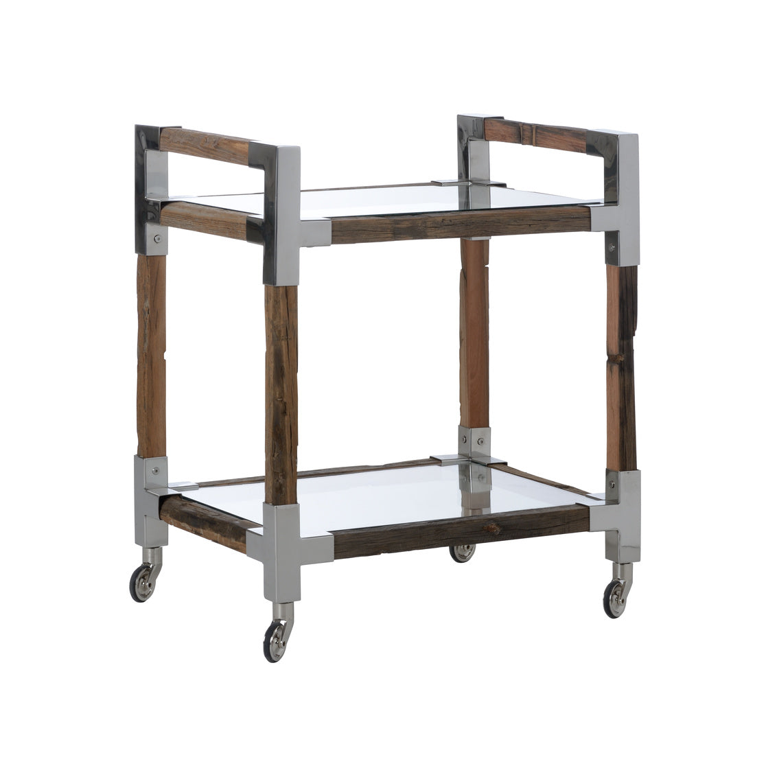 Small Wood & Nickel Bar Cart