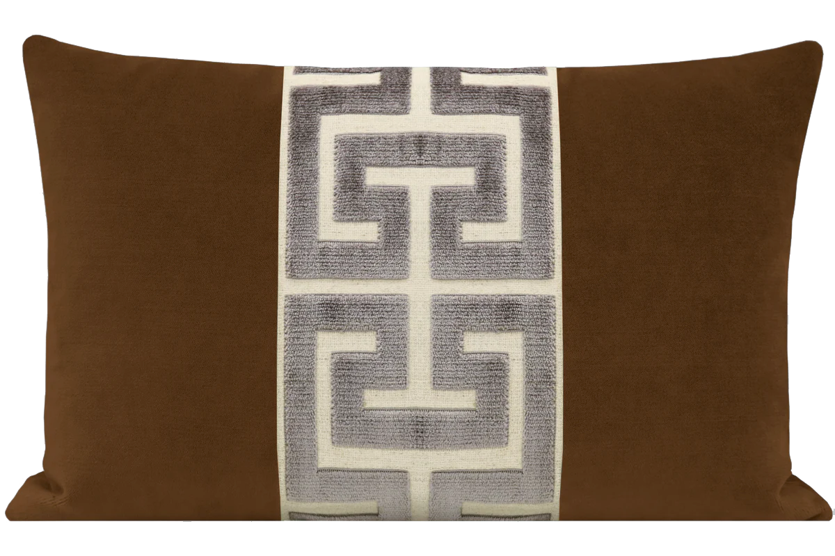 Sable & Graphite Greek Trim Lumbar Pillow