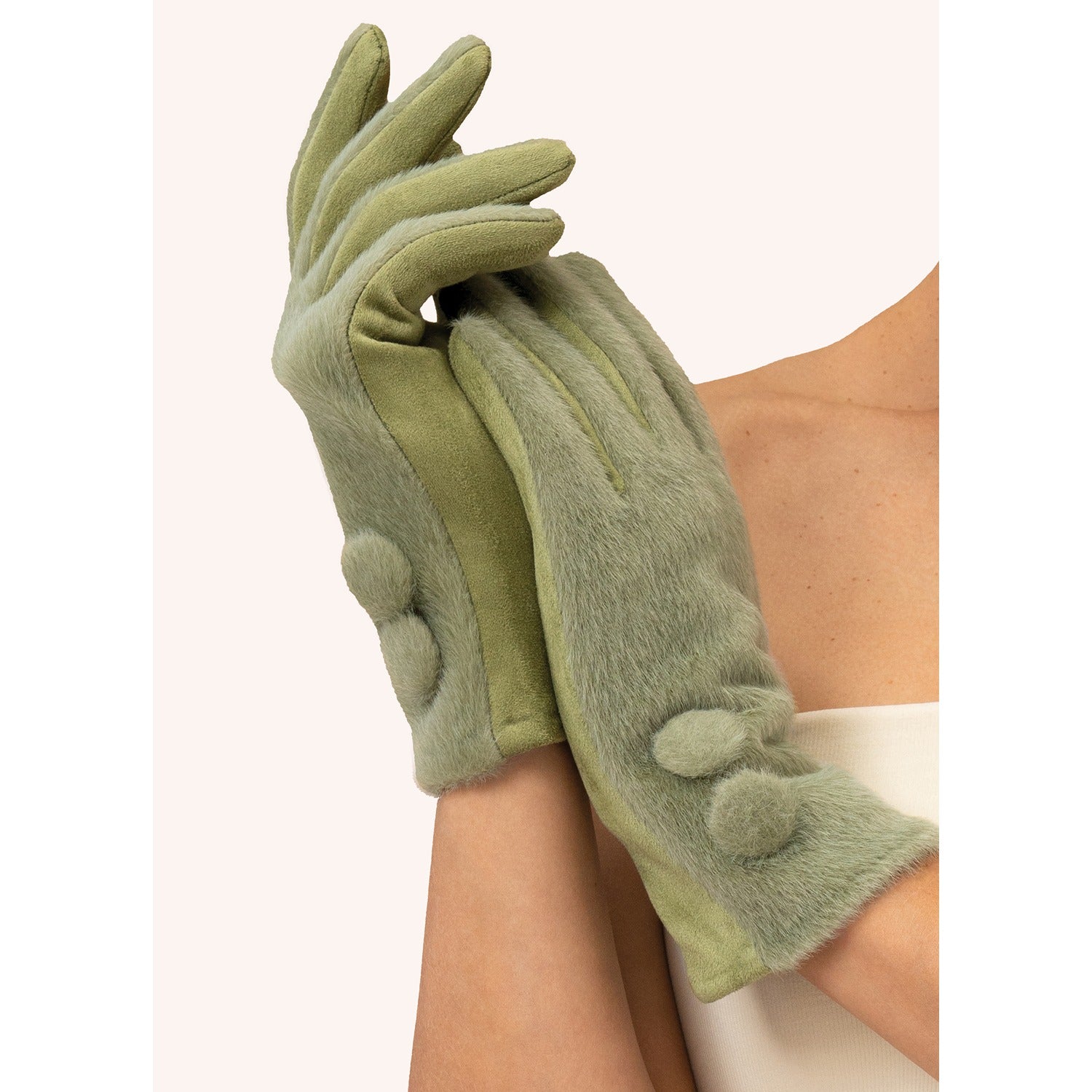 Sage Button Gloves