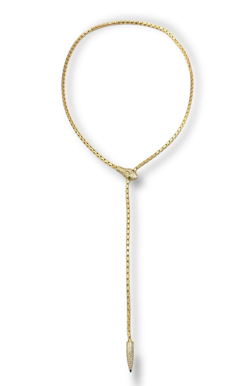 Gold Snake Lariat Necklace