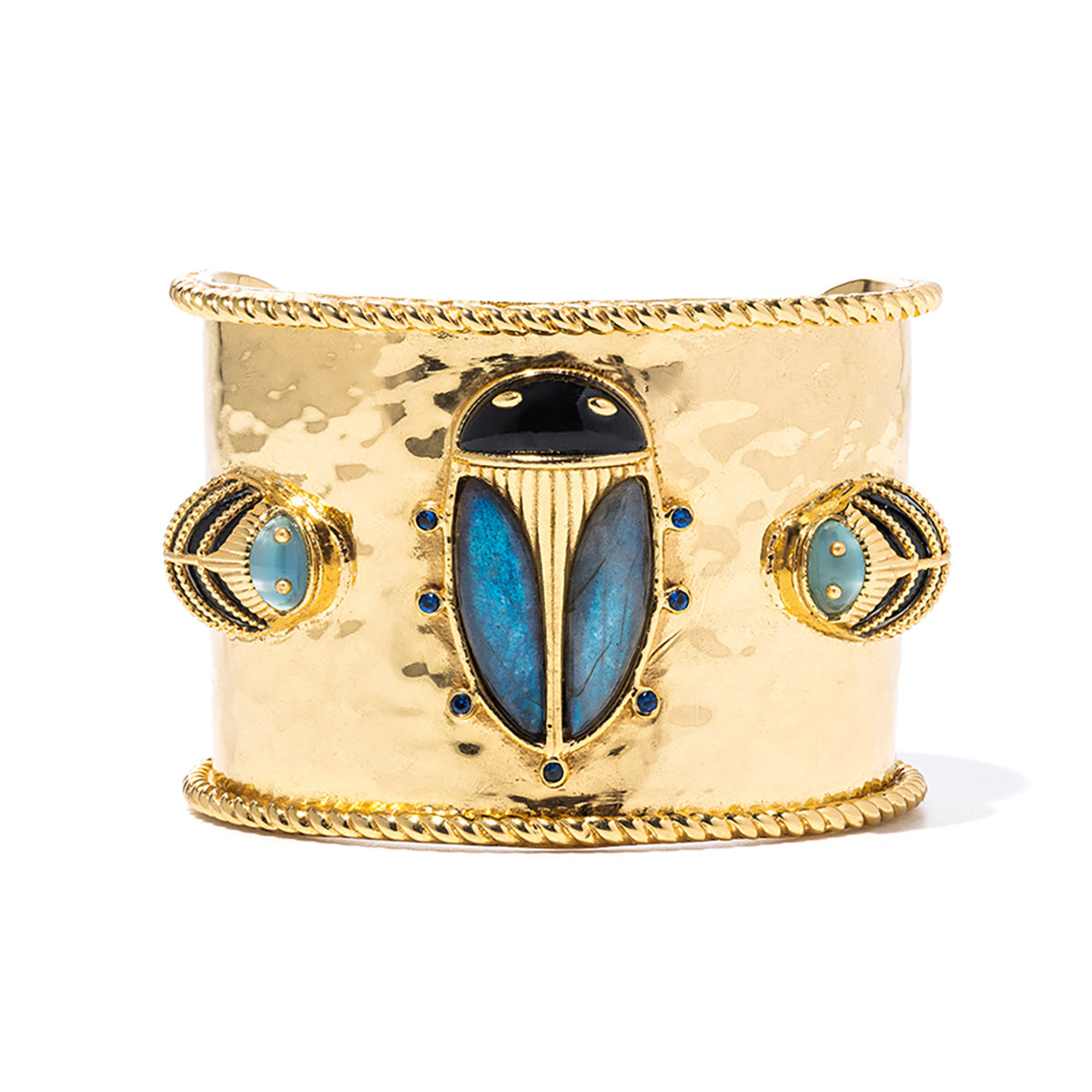 Labradorite & Agate Scarab Cuff