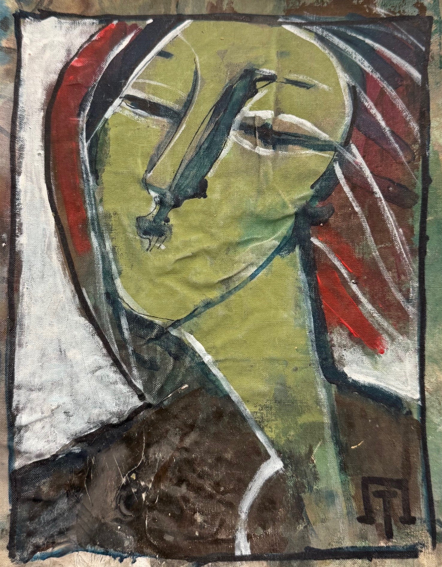 Heritage - Abstract Portrait in Green (9 x 7)