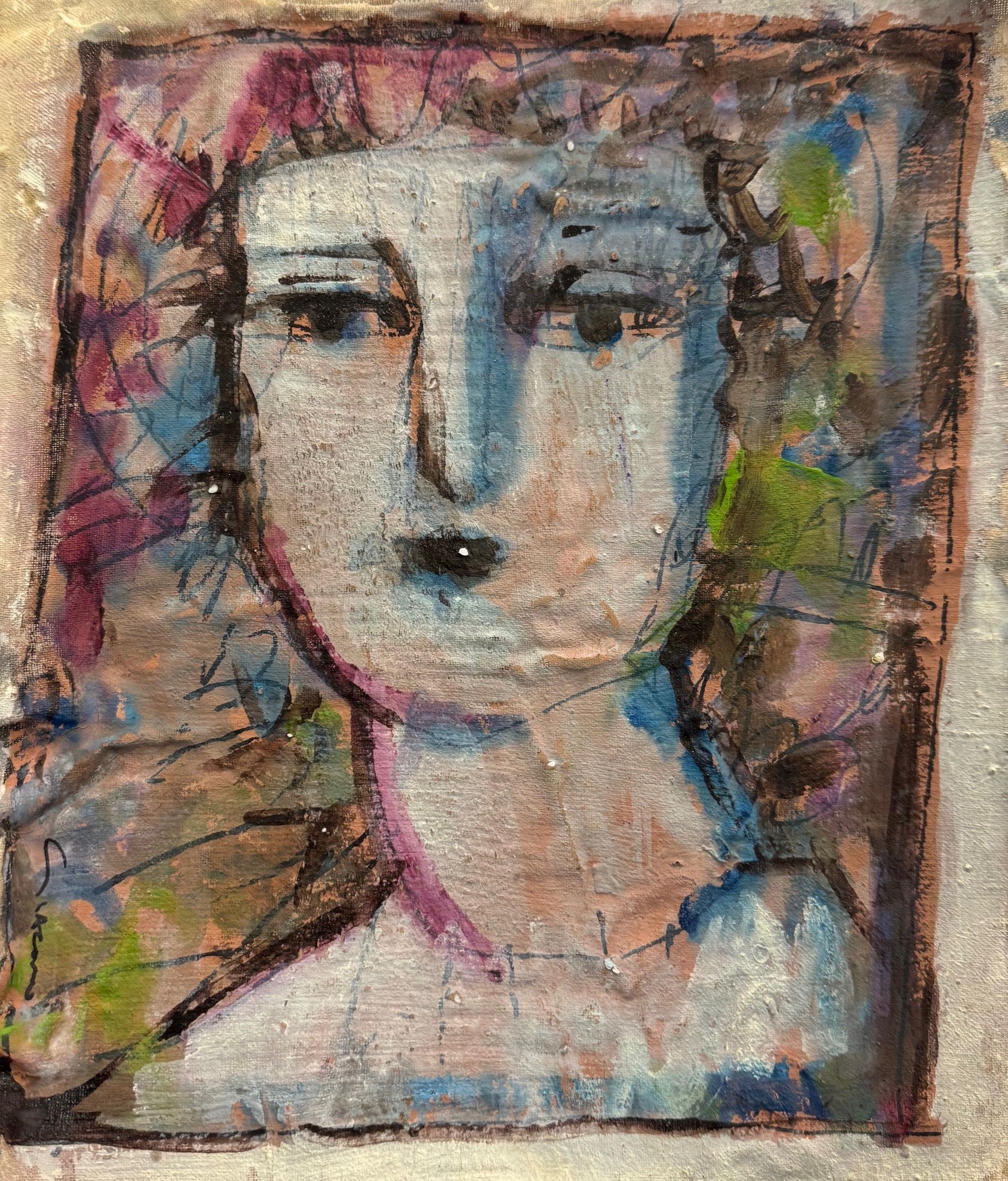 Heritage - Abstract Portrait in Blue (11 x 9)