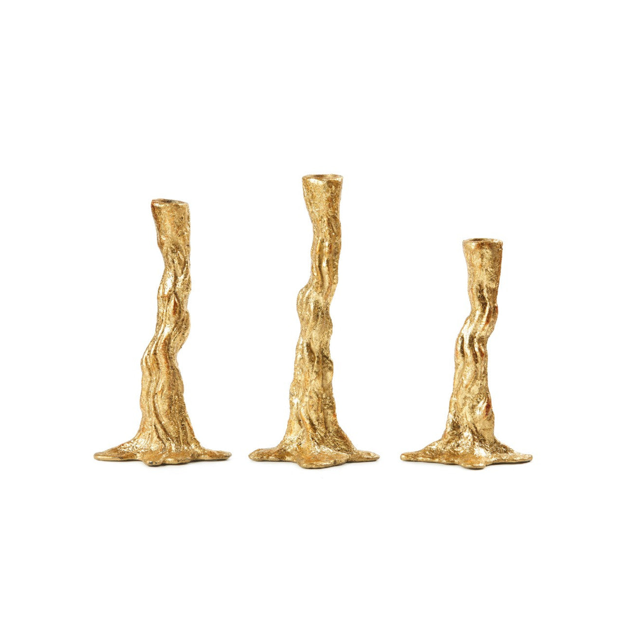 Set of 3 Gold Branch Candlesticks