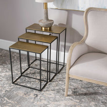 Load image into Gallery viewer, S/3 Gold &amp; Black Nesting Tables
