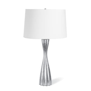 Silver Pleated Hourglass Lamp