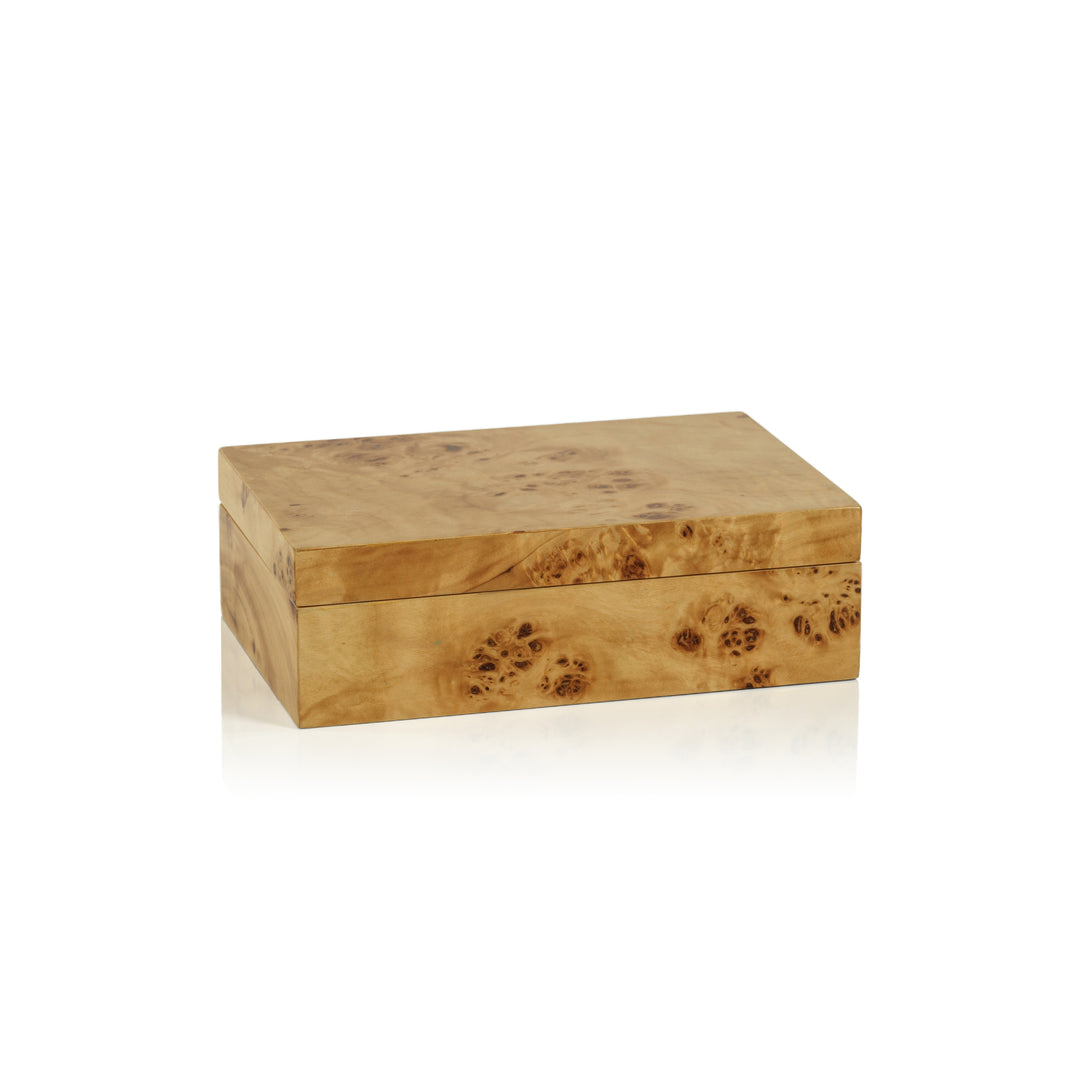 Small Burl Wood Box 7.75x5.25