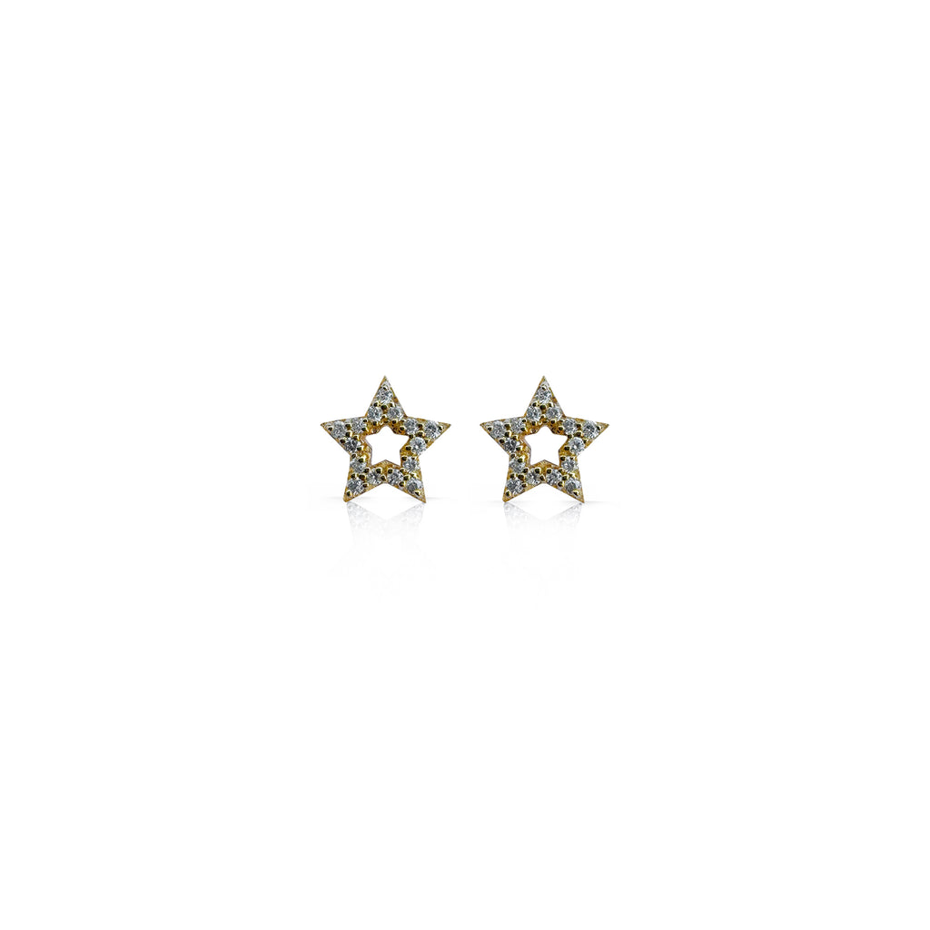 14K YG Diamond Star Studs