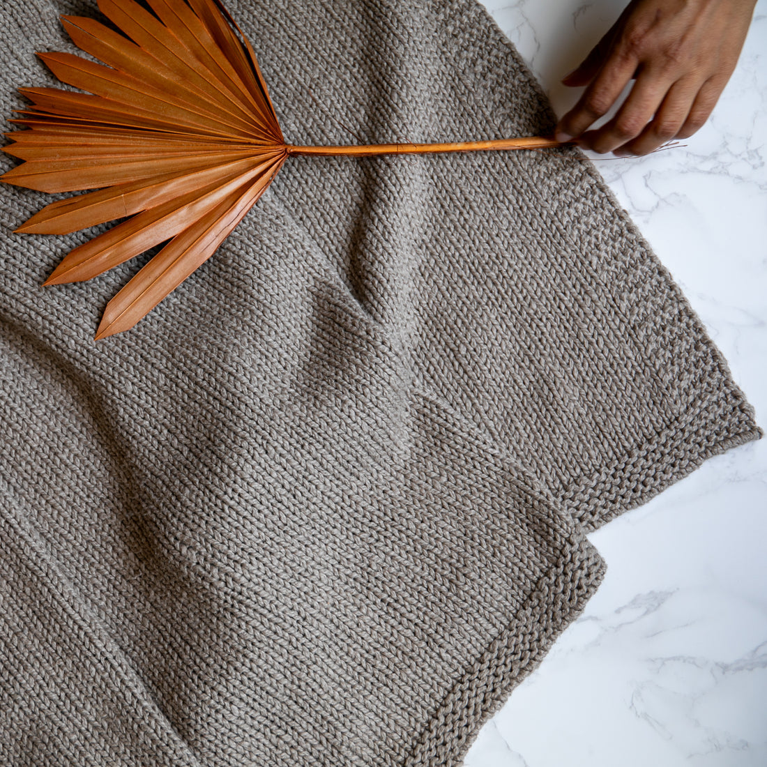 Stone Cotton Knit Throw Blanket