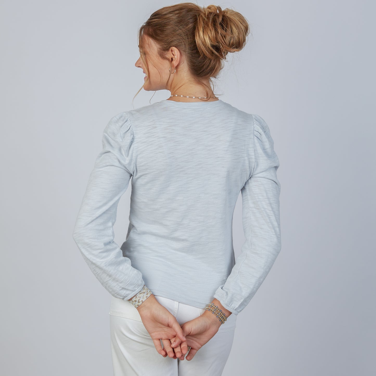 Blue Subtle Puff Long Sleeve Shirt