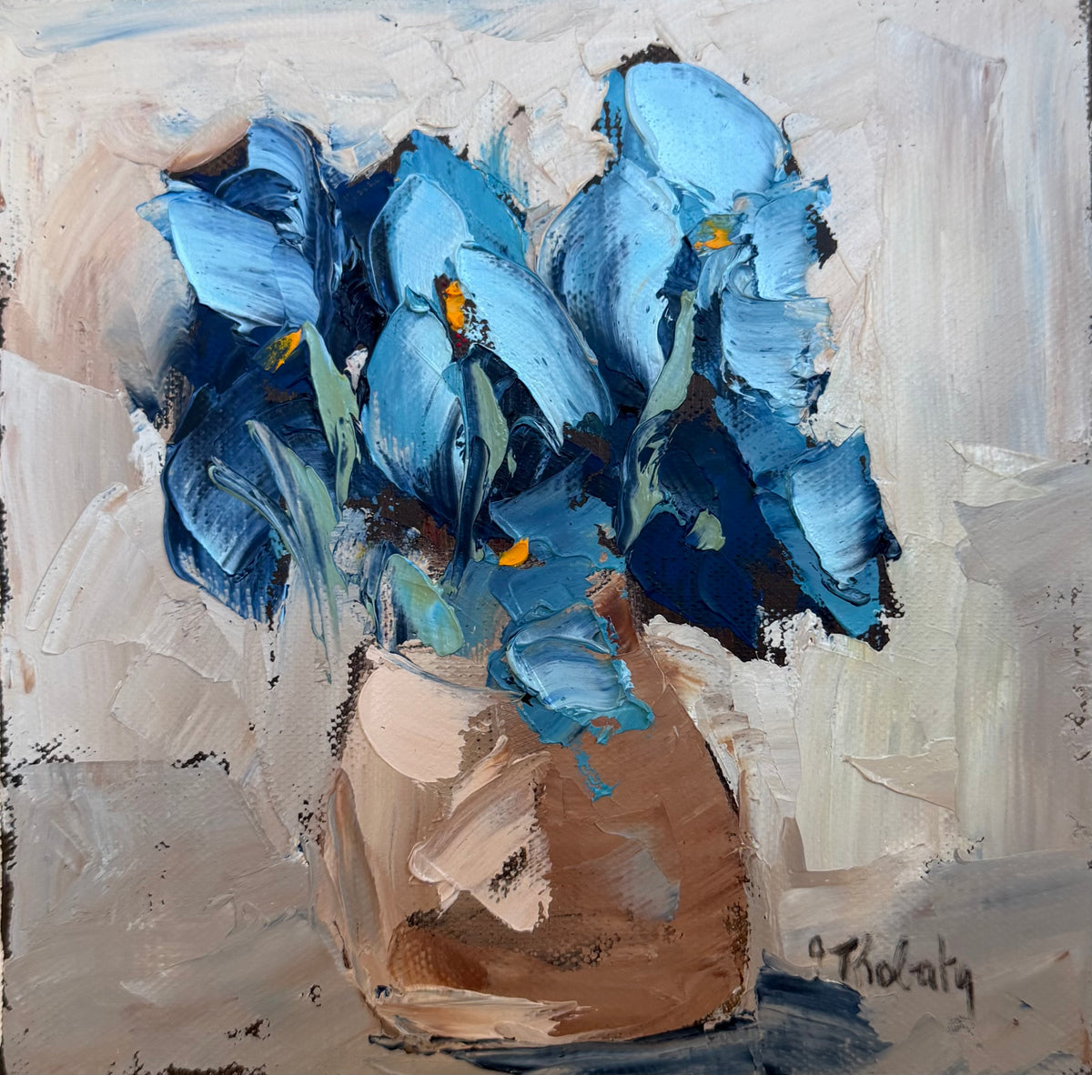 Heritage - Sunday Irises in Provence by Andree Thobaty (8 x 8)