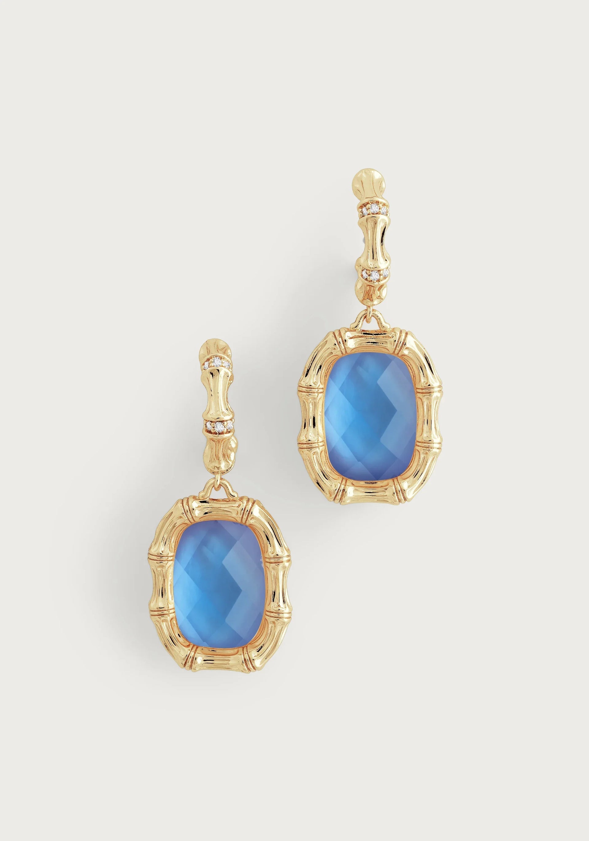 Bamboo Iridescent Blue Drop Earrings