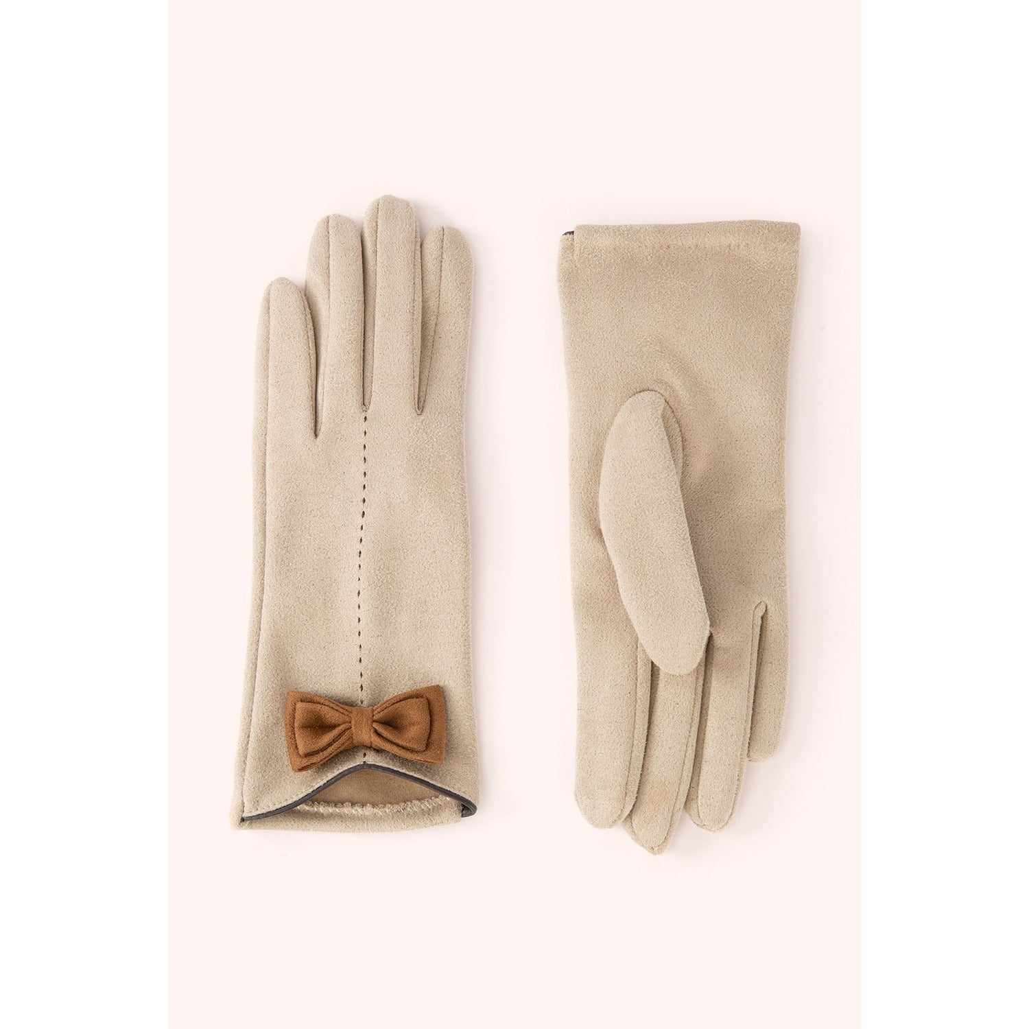 Taupe & Chocolate Bow Gloves
