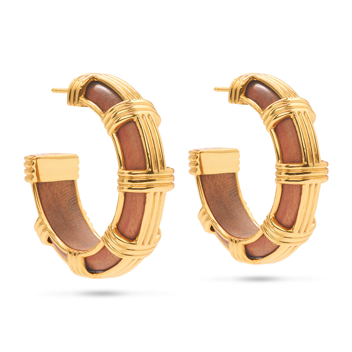 Teak Gaia Cage Hoops