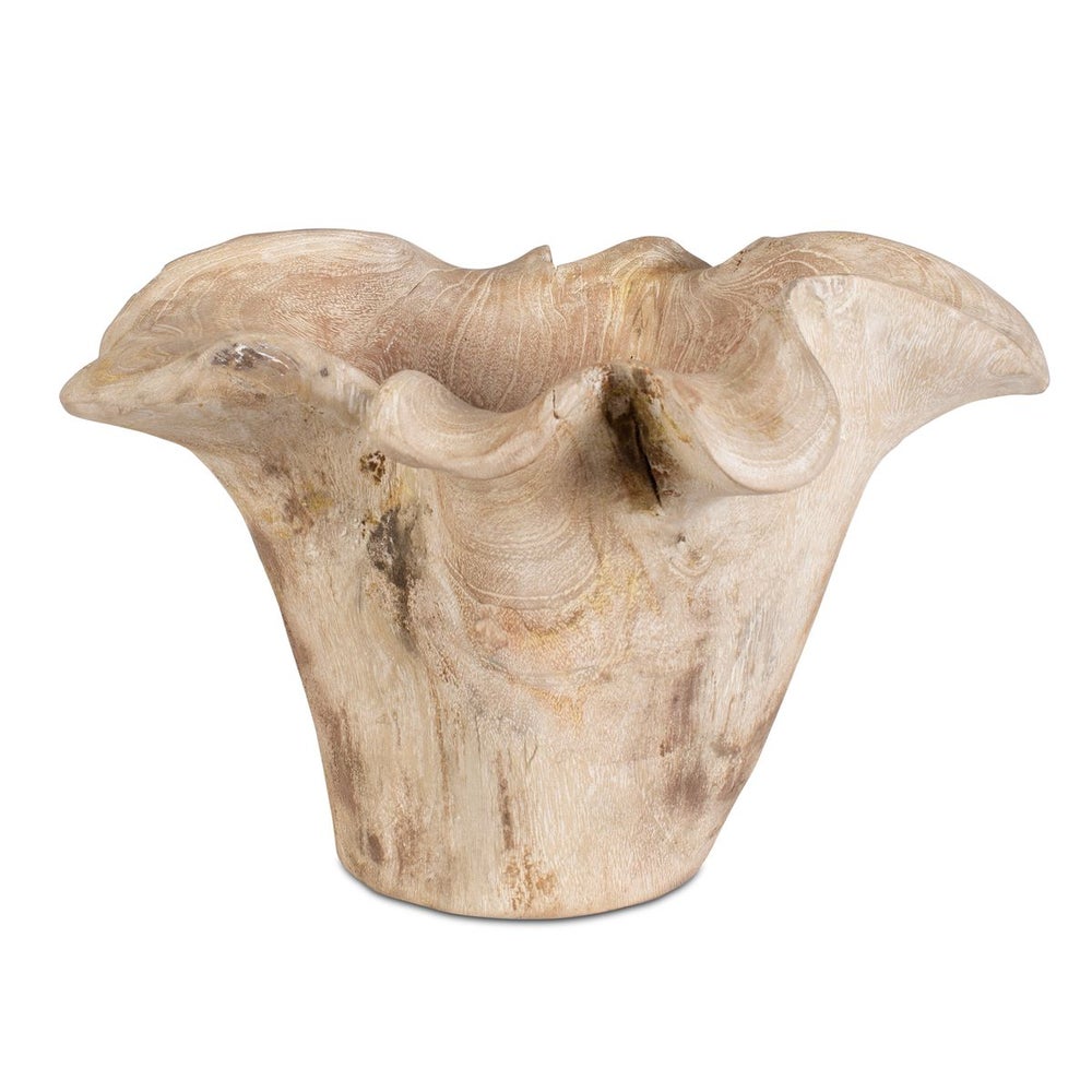 White Wash Teak Outdoor Bowl