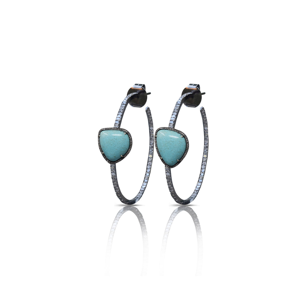 Turquoise Diamond Hoops