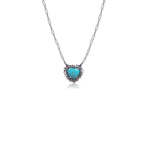 Mini Turquoise Heart Baguette Necklace