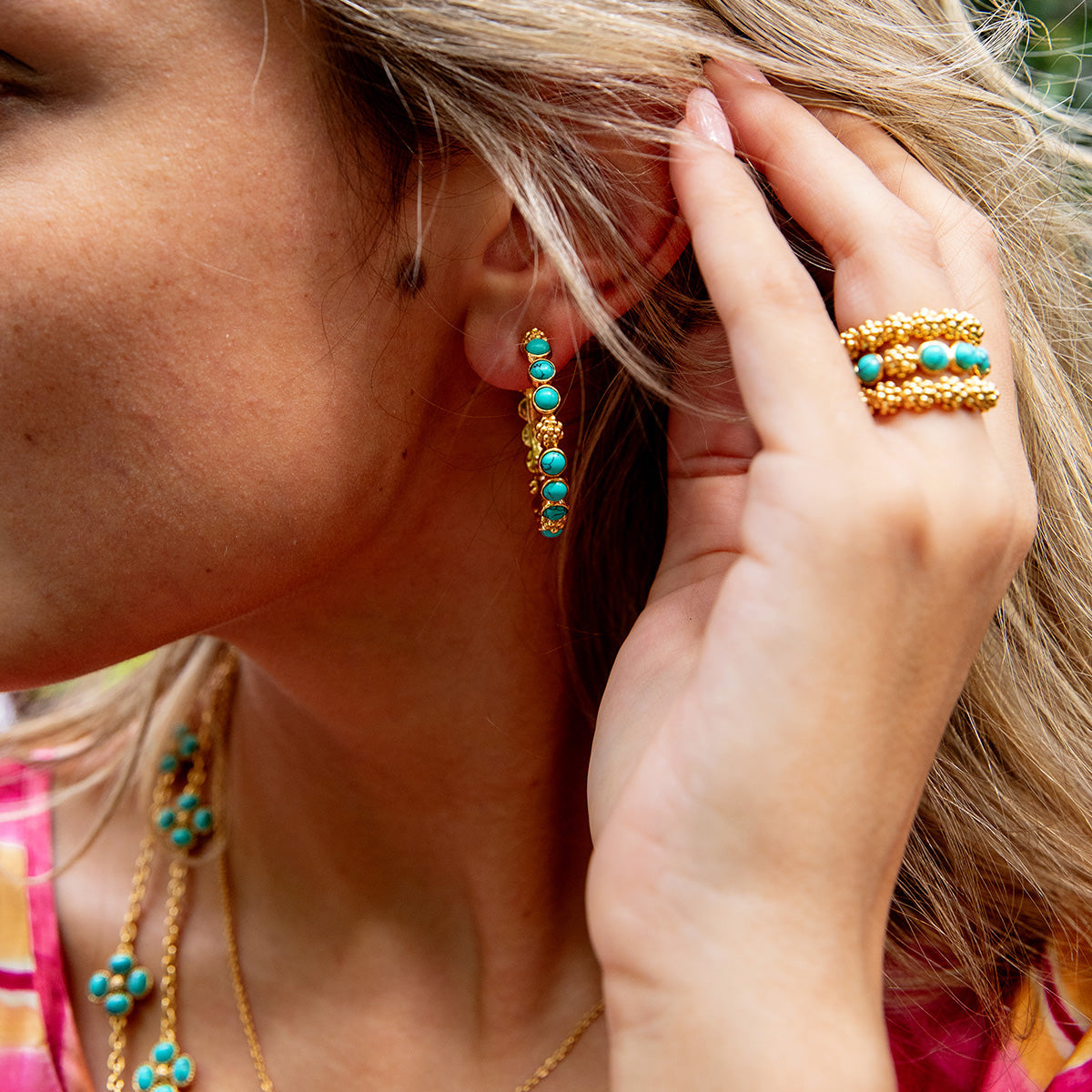 Turquoise Berry Gem Hoops