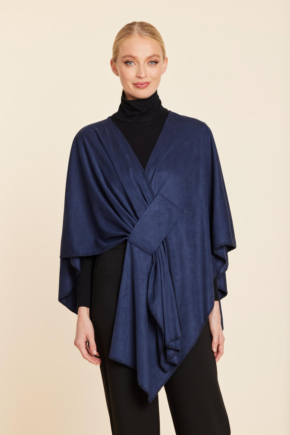 Navy Vegan Suede Wrap