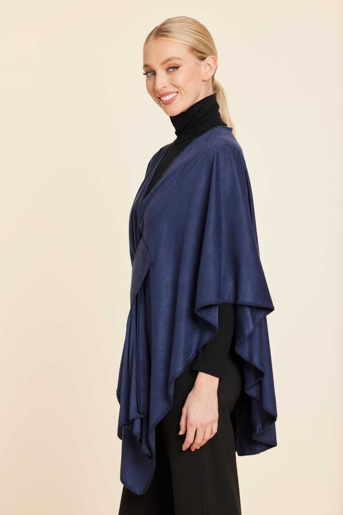 Navy Vegan Suede Wrap