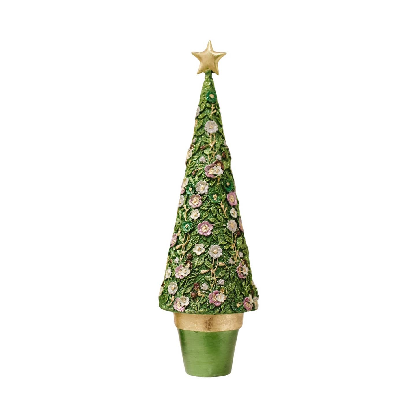 13" Vetiver Floral Bloom Cone Tree