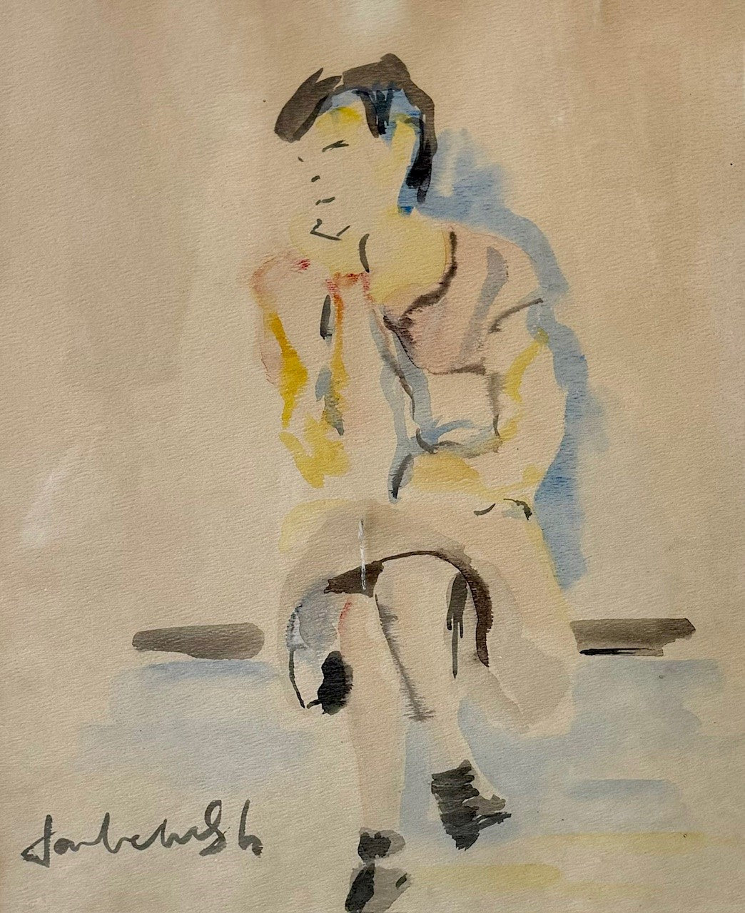 Heritage - Watercolor of a Seated Woman (22 x 19.5)