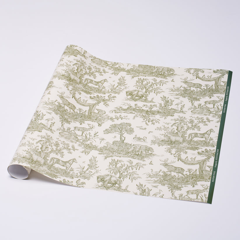 Western Toile Wrapping Paper in Olive