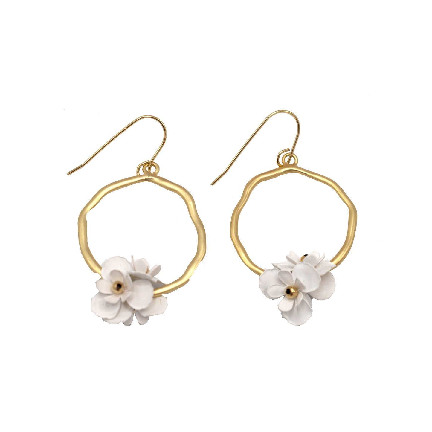 White Bloom Hoop Earrings