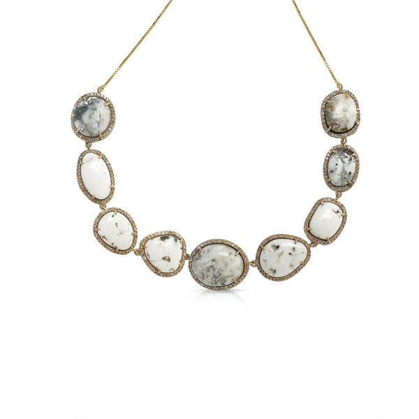 14K Diamond White Buffalo Choker