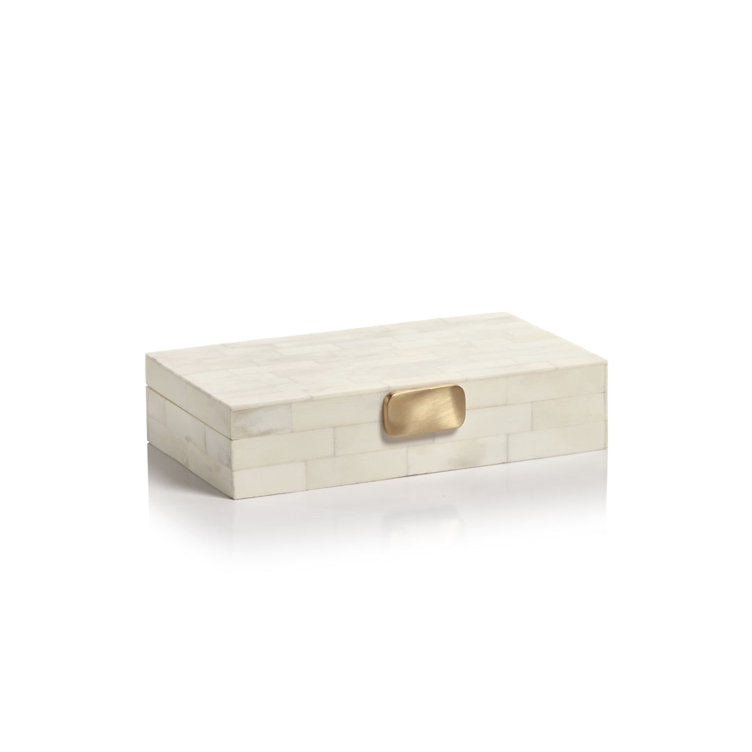 White Bone Box with Brass Knob