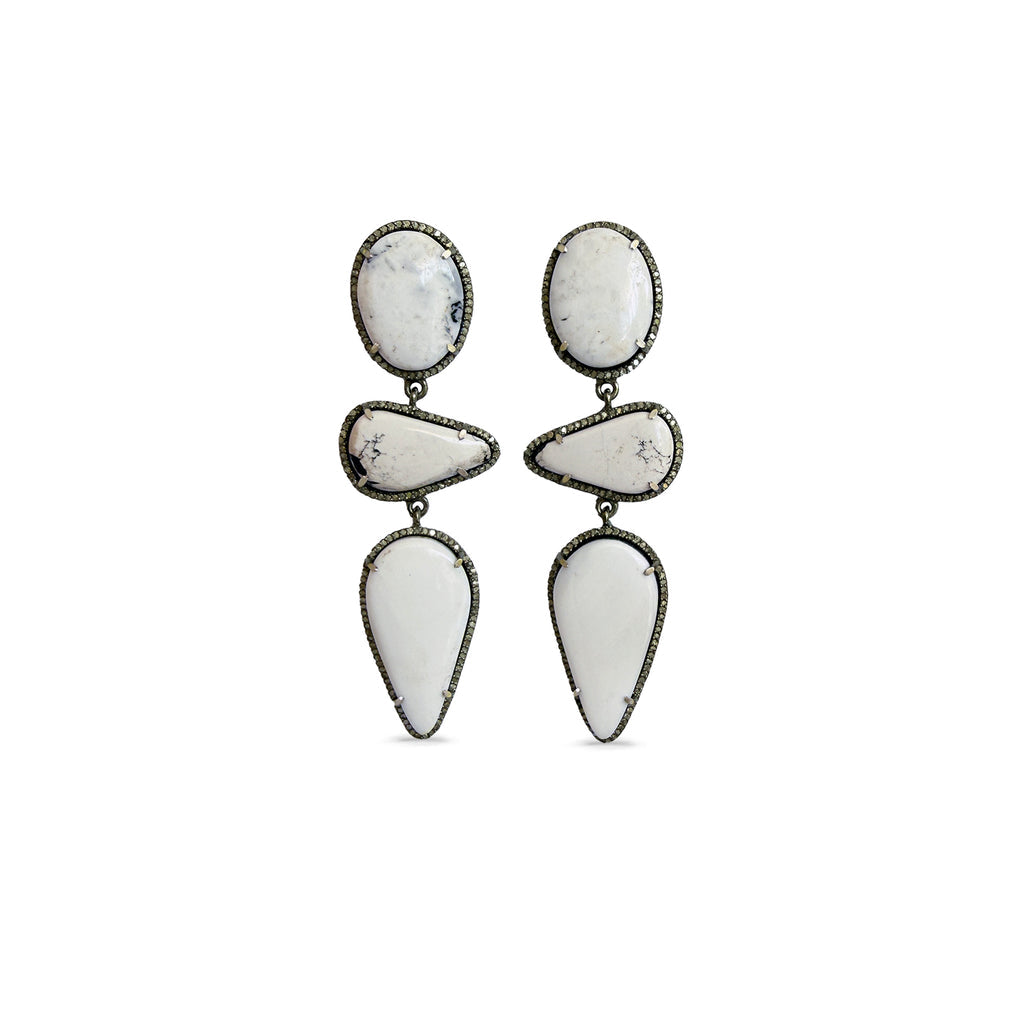 White Buffalo Triple Drop Earrings