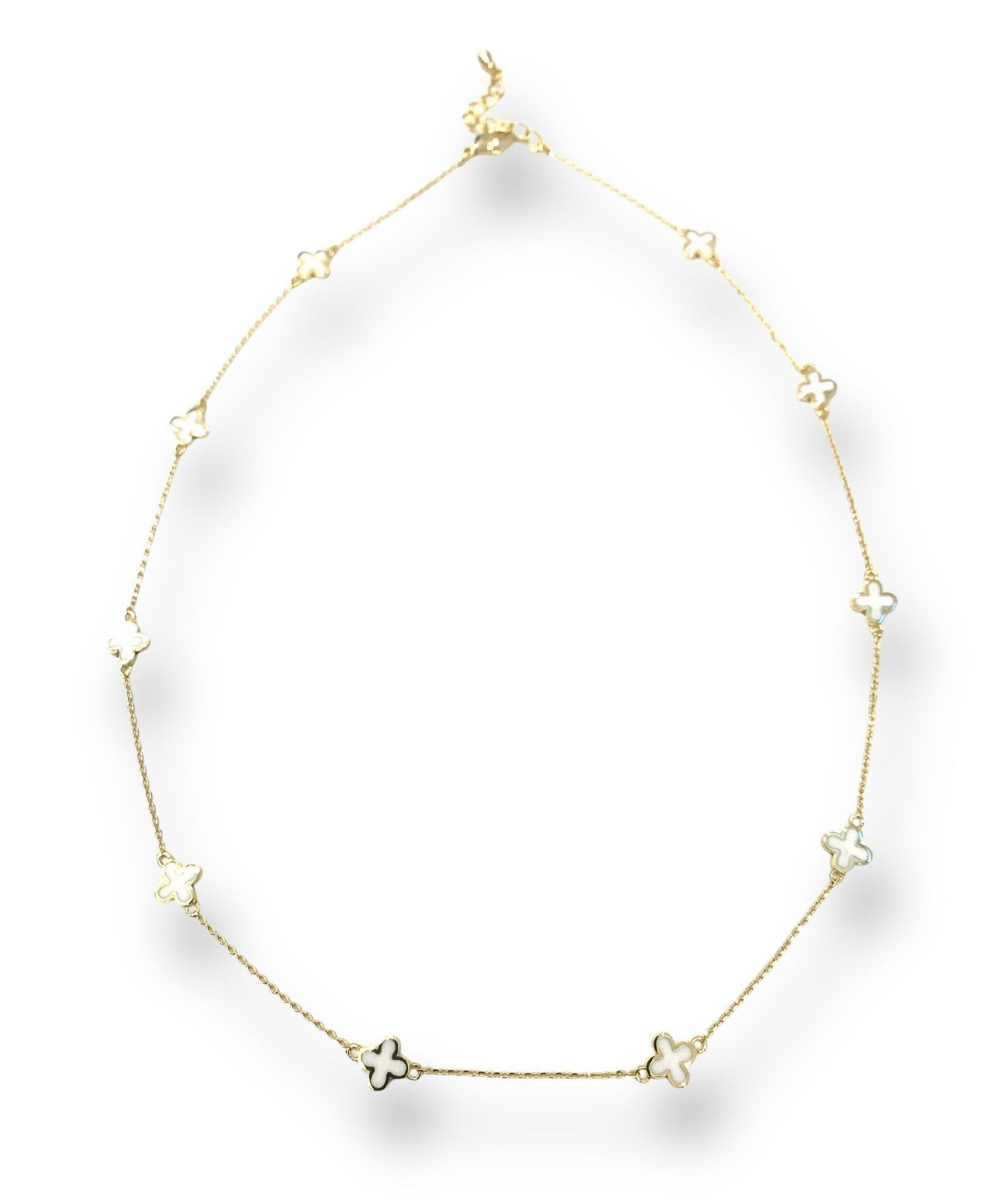 White Camila Enamel Clover Necklace