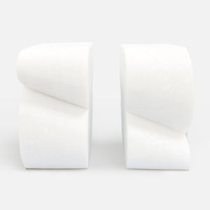 White Curved Marble Bookends