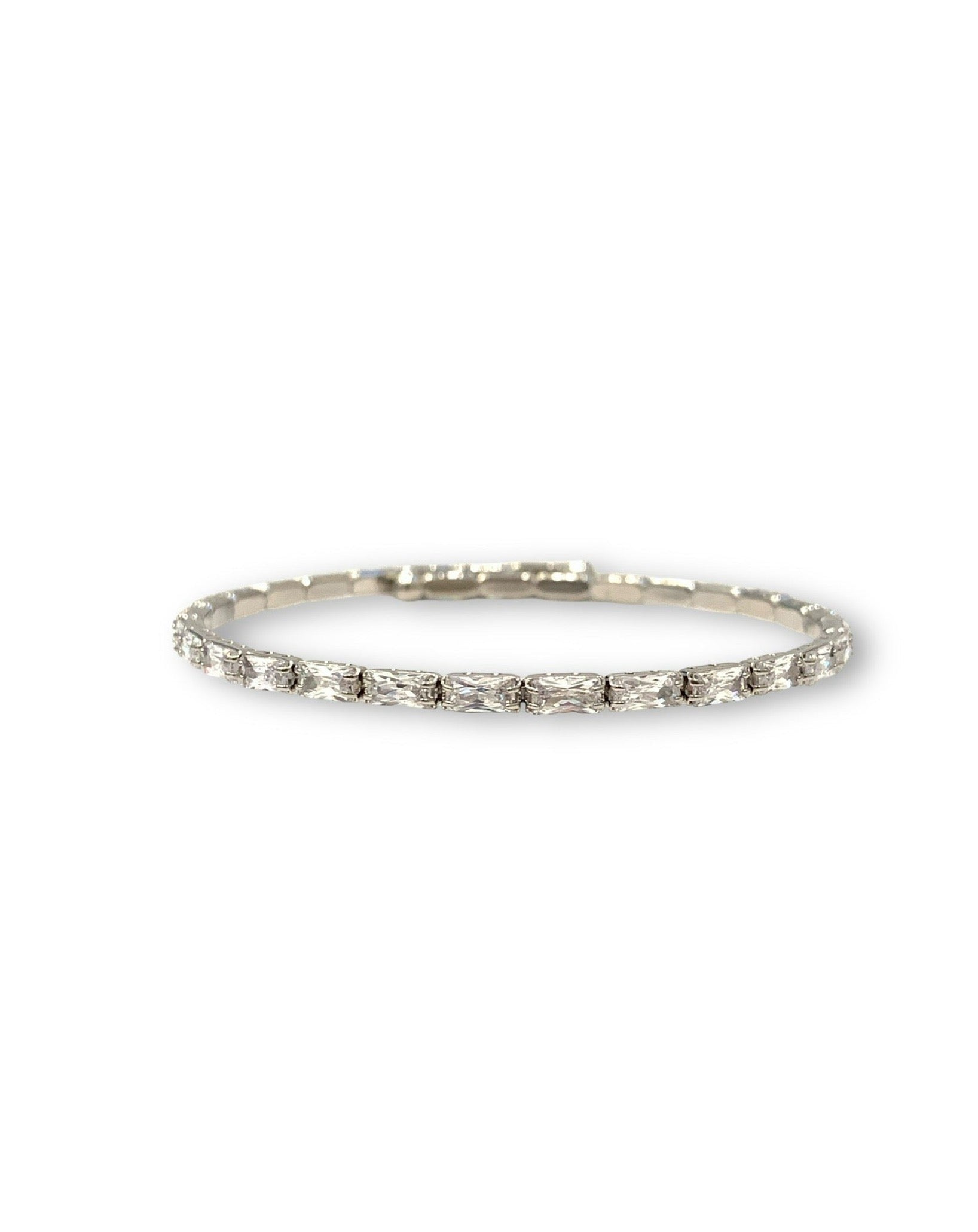 White Gold Lucy Baguette Cut CZ Bracelet