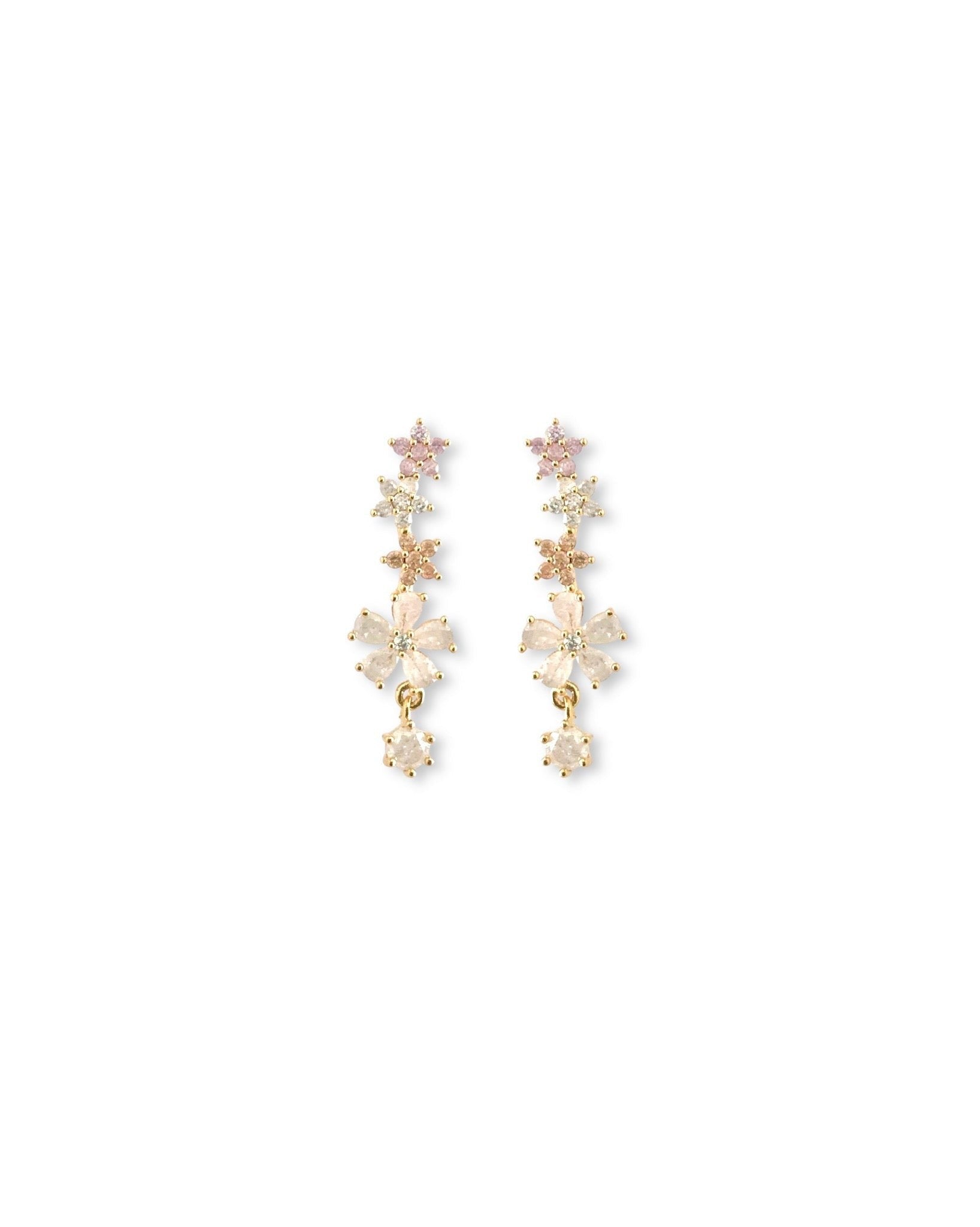White Flowers Olivia Drop Earrings
