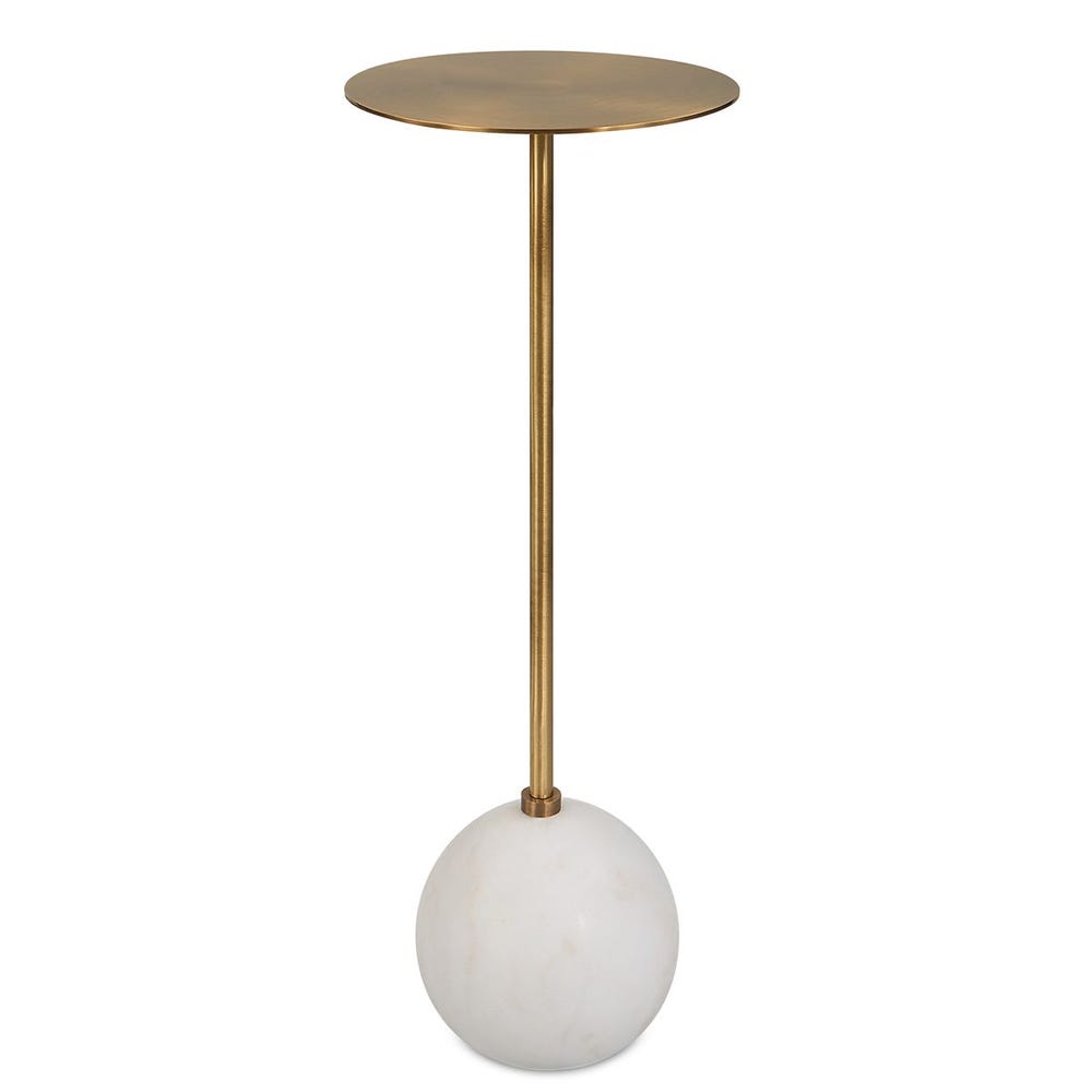 Brass Drink Table on Round Marble Base