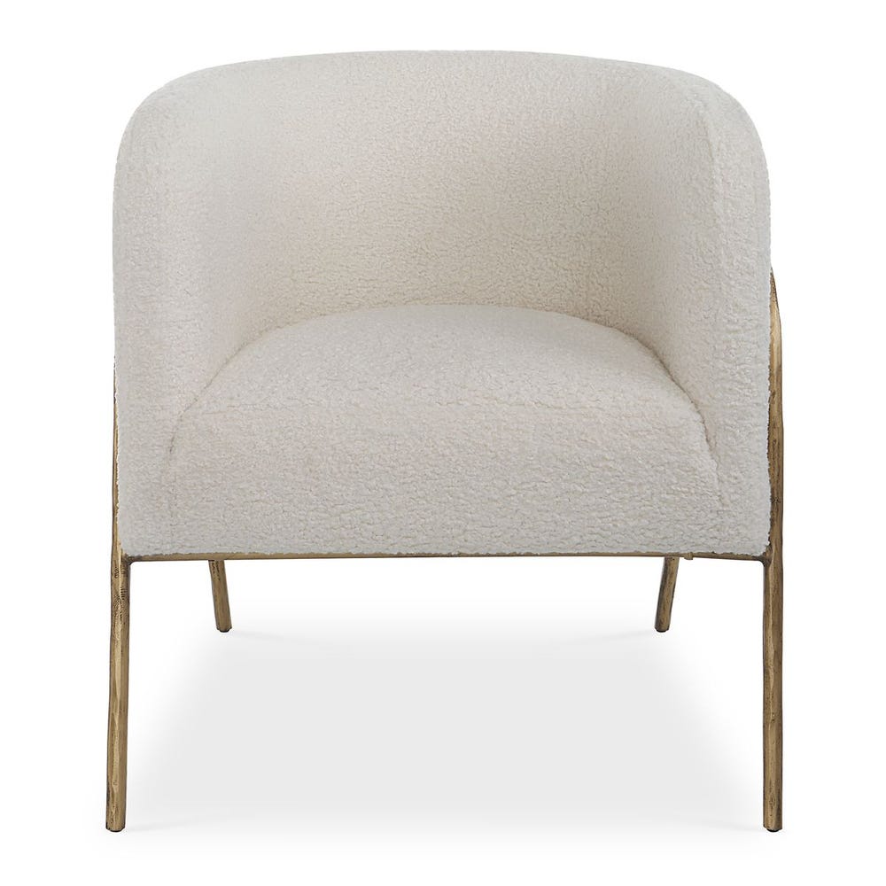 White Shearling Barrel Back Chair