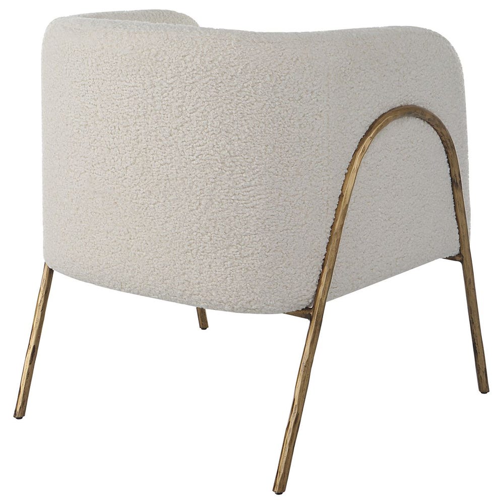 White Shearling Barrel Back Chair