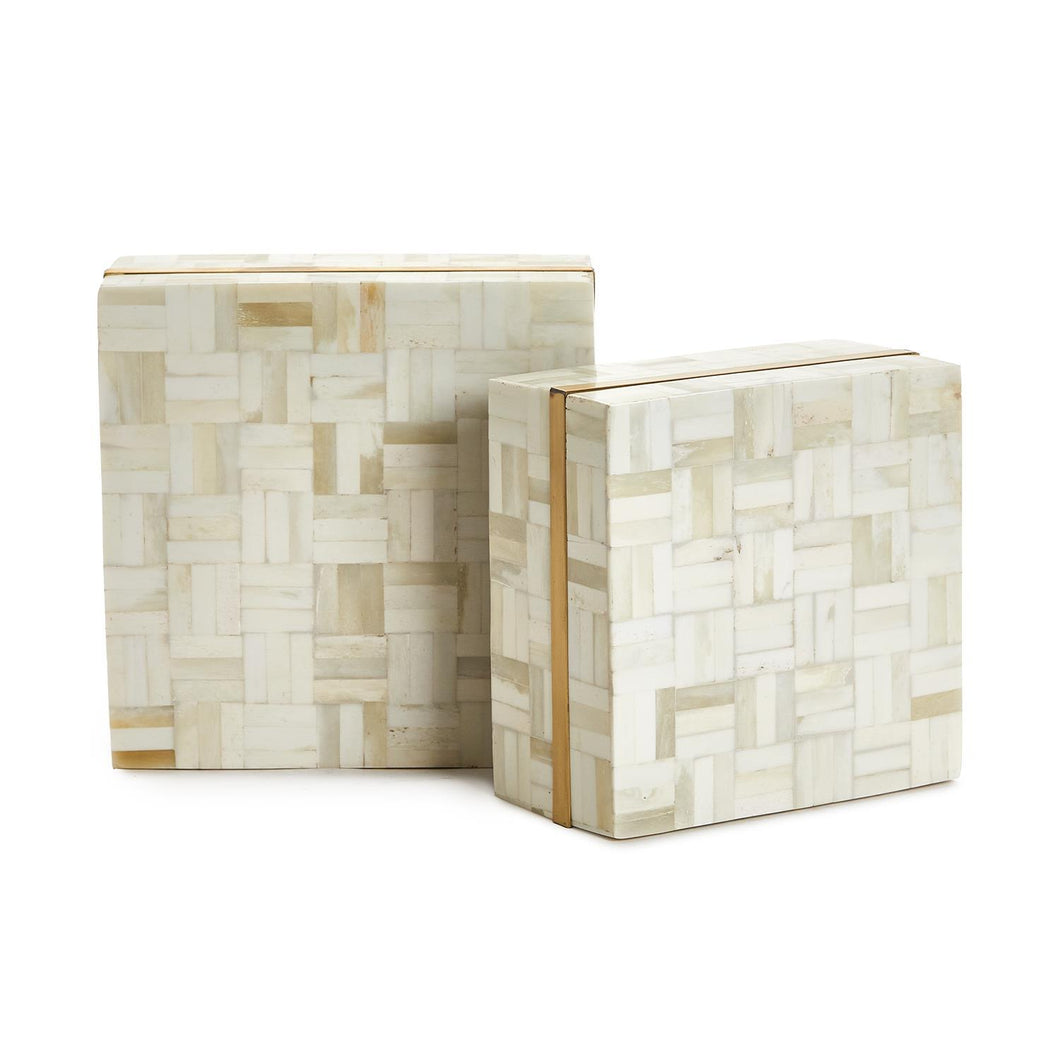 Large Square Whitestone Mosaic Tile Box