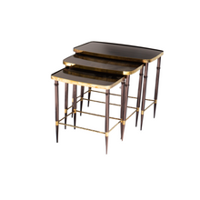 Load image into Gallery viewer, Chic set of Nesting Tables with Brass Details