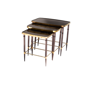 Chic set of Nesting Tables with Brass Details
