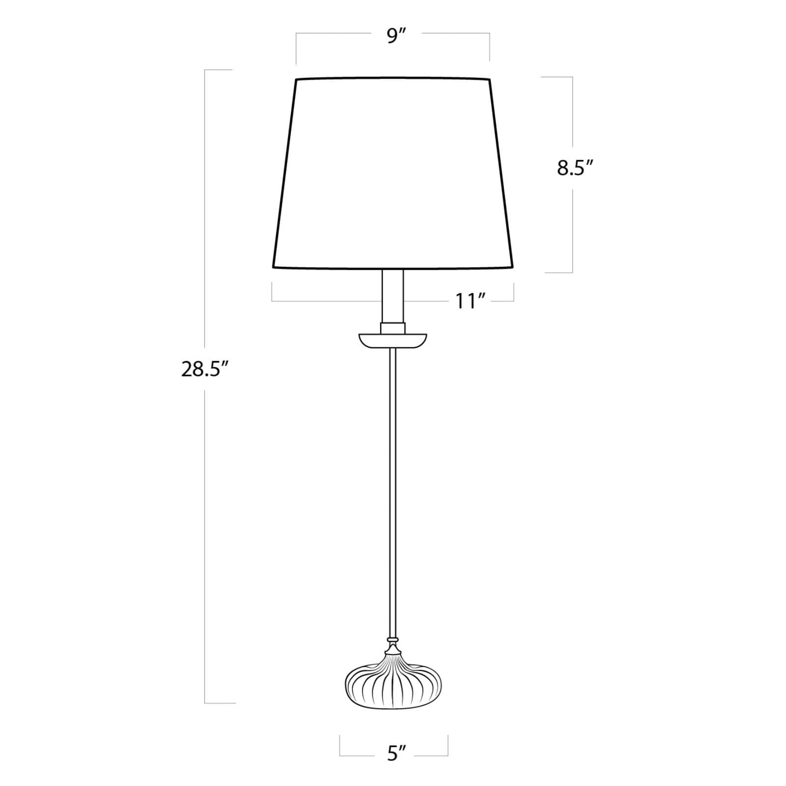 Brass Stem Buffet Lamp & Black Shade