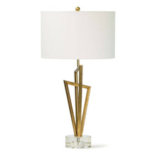 Load image into Gallery viewer, Gold Sculptural Lamp with Crystal Base