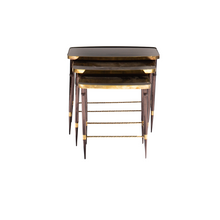 Load image into Gallery viewer, Chic set of Nesting Tables with Brass Details