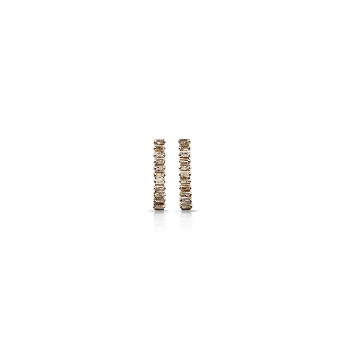 14K Baguette Bar Studs