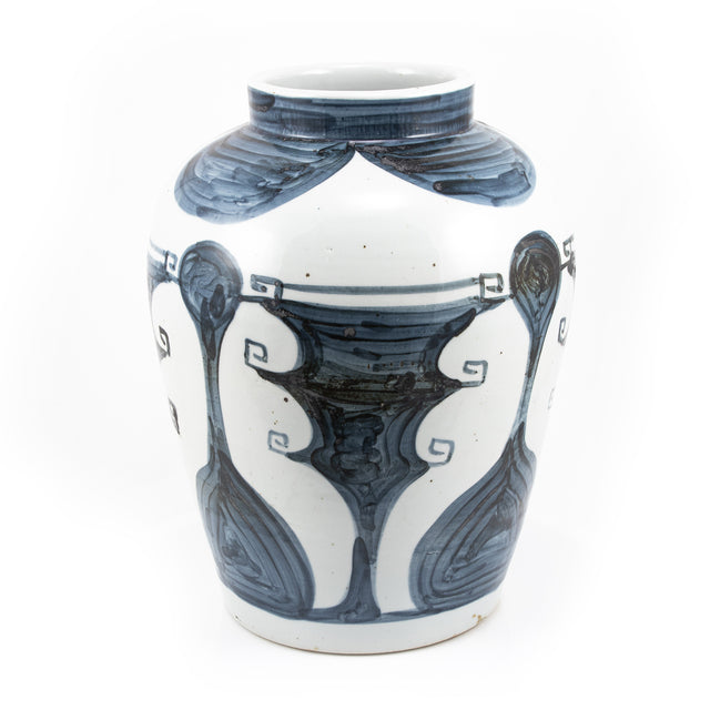 Blue & White Abstract Jar