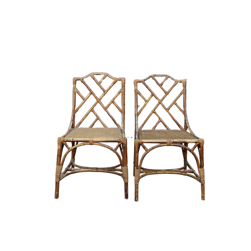 Chippendale rattan chair with caning