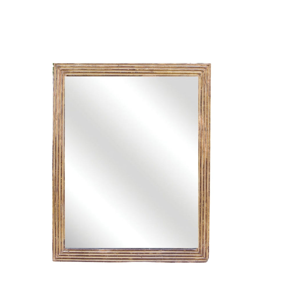 Vintage ridged wood framed mirror