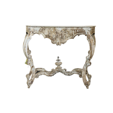 Load image into Gallery viewer, White Painted Carved Console &amp; Marble