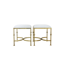 Load image into Gallery viewer, Upholstered Stool with Brass